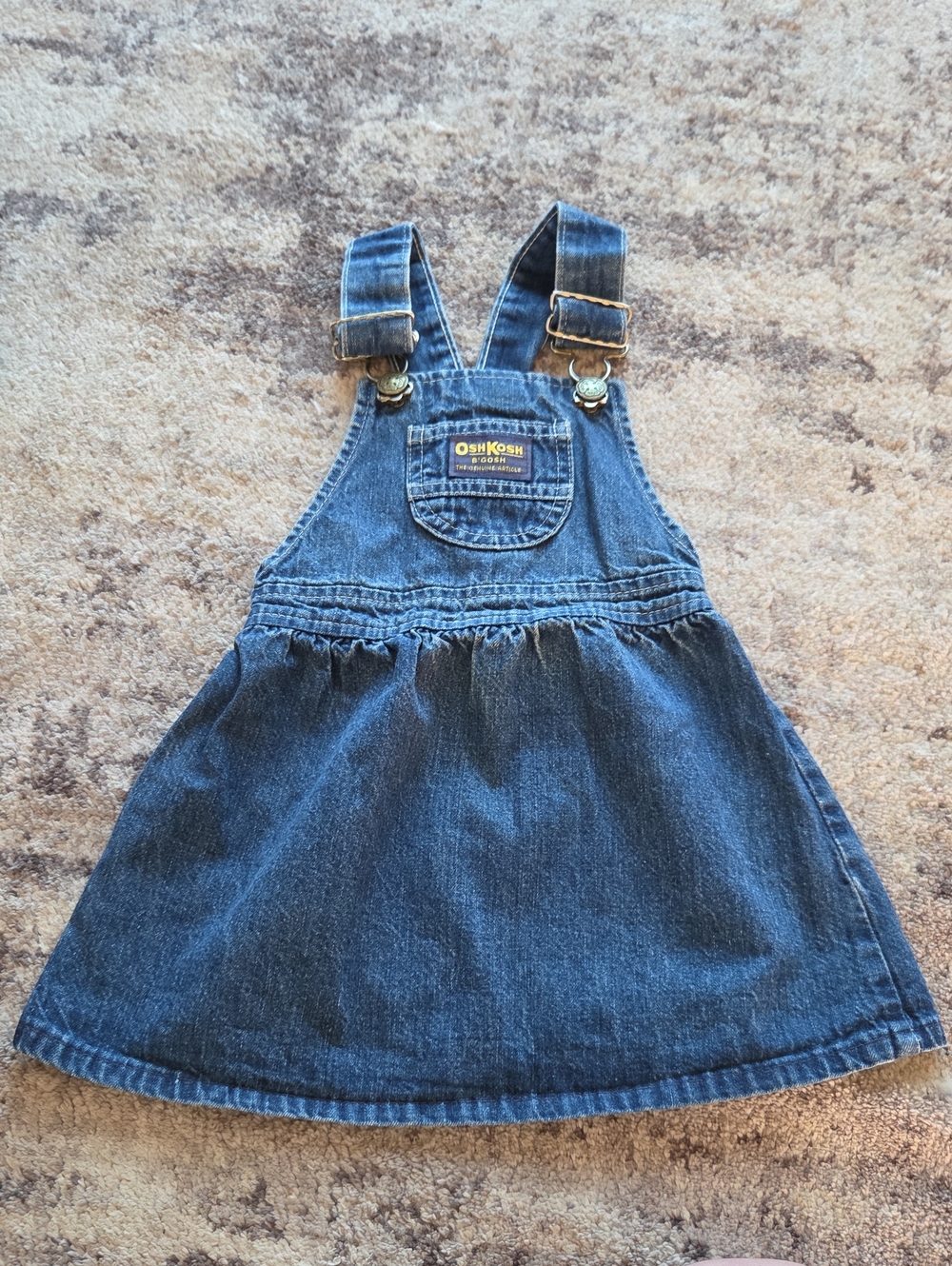 Vintage OshKosh B'gosh Dark Wash Denim Overall Dress Size 3T